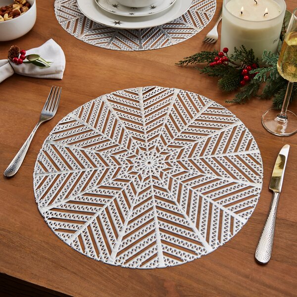 Set of 2 Metallic Star Placemats Silver