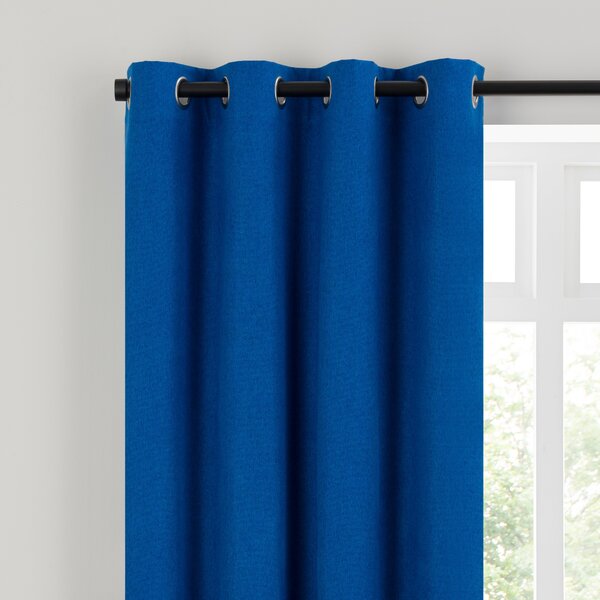 Luna Brushed Blackout Eyelet Curtains Classic Blue