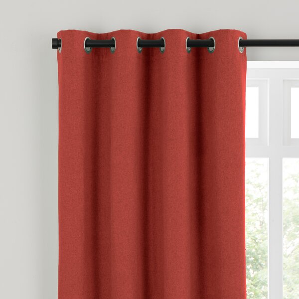 Luna Brushed Blackout Eyelet Curtains Orange Umber