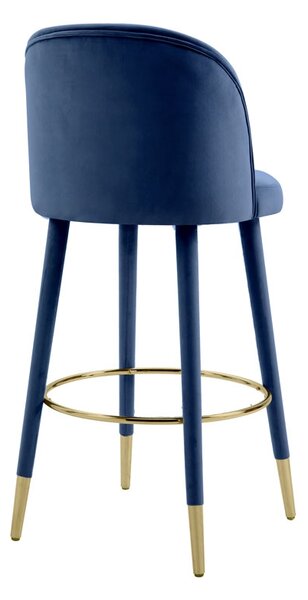 Bellucci Counter stool - Navy Blue - Brass Caps