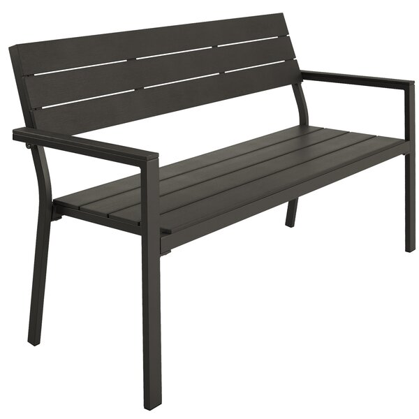 Tectake 403546 garden bench 2-seater w/ aluminium frame (128x59x88cm) - dark grey