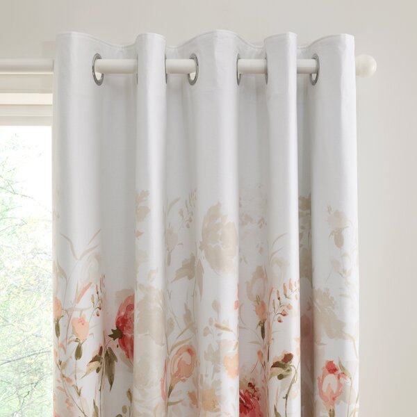 Evelyn Rose Coral Blackout Eyelet Curtains Coral