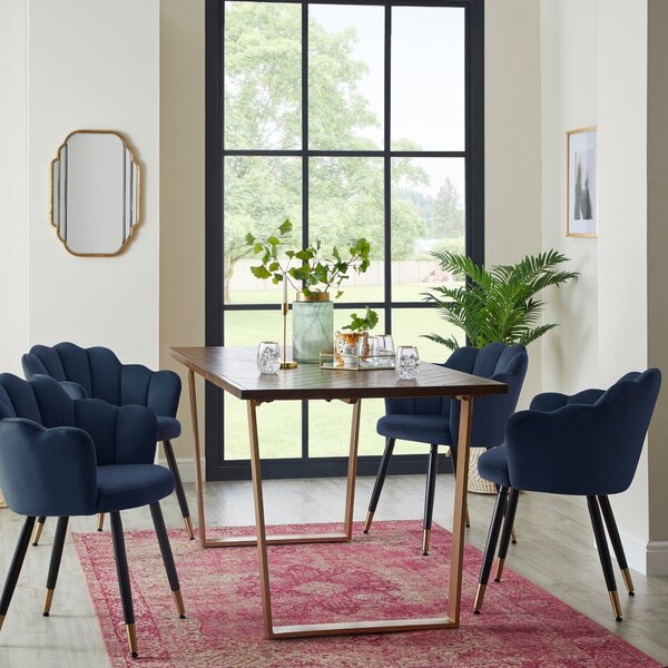 Vivian Dining Chair, Velvet Dark Blue