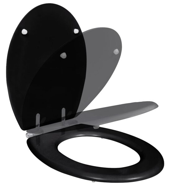 WC Toilet Seat MDF Soft Close Lid Simple Design Black