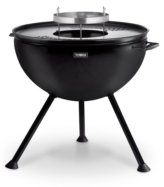 Tower Sphere Charcoal Pit 'n' Grill, Black Steel