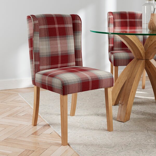 Oswald Set of 2 Country Check Dining Chairs Red