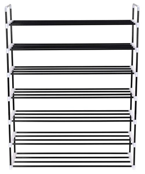 Shoe Rack with 7 Shelves Metal and Plastic Black