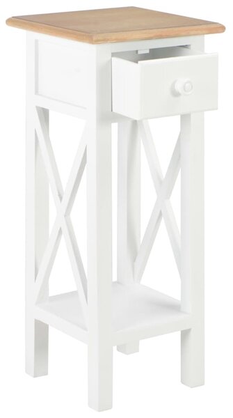 Side Table White 27x27x65.5 cm Wood