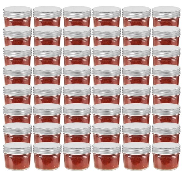 Glass Jam Jars with Silver Lids 48 pcs 110 ml