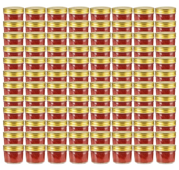 Glass Jam Jars with Gold Lid 96 pcs 110 ml