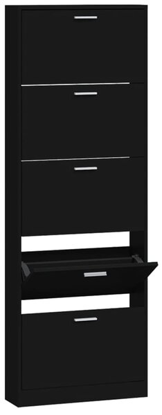 Shoe Cabinet Black 59x17x169 cm Engineered Wood