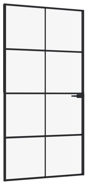 Interior Door Black 102x201.5 cm Tempered Glass&Aluminium