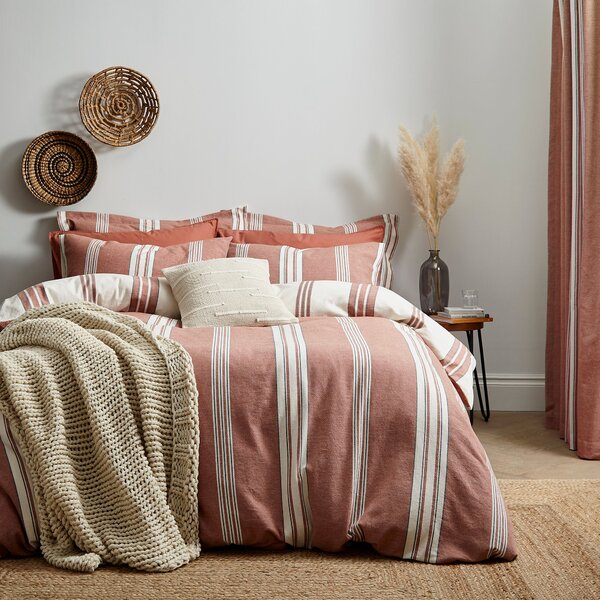 Pensford Stripe Duvet Cover & Pillowcase Set Terracotta