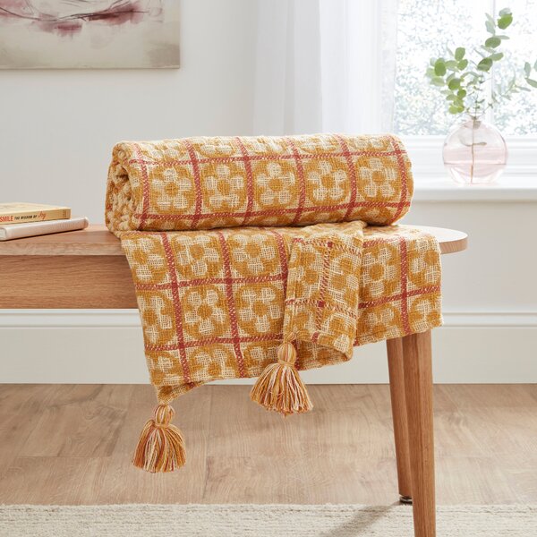 Heart and Soul Floral Throw Ochre