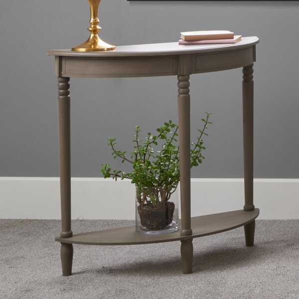 Pacific Ashwell Half Moon Console Table, Taupe Painted Pine Brown