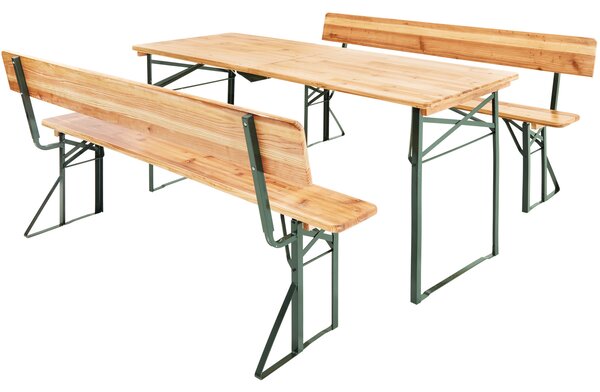 Tectake 402503 picnic table set with backrest | 2 benches, 1 table - brown