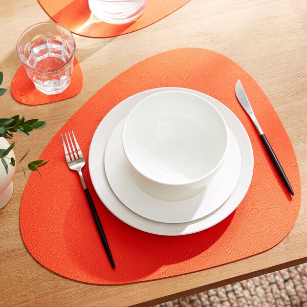 Set of 2 Faux Leather Tiger Lily Pebble Placemats Orange