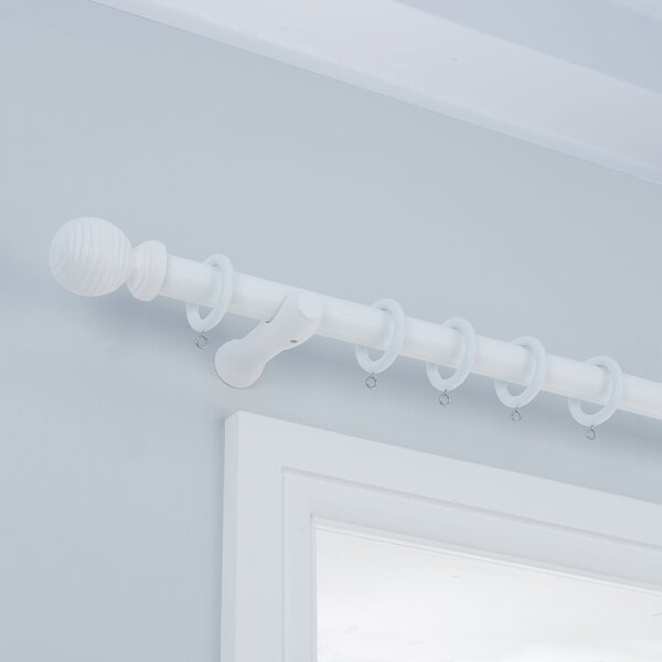 Arden Fixed Wooden Curtain Pole with Rings White