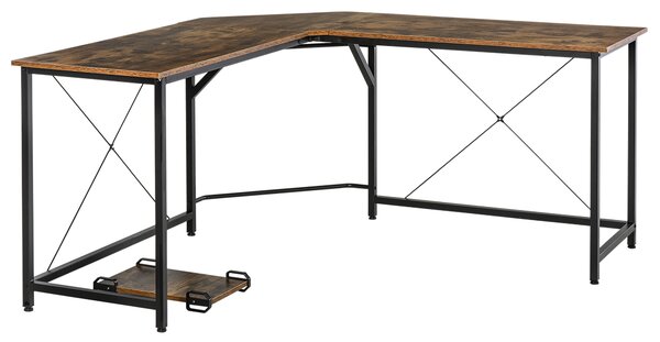 HOMCOM Corner Gaming Desk L-Shape Computer PC Workstation Home Office Study Three Worktop Writing Table 150 x 150 x 75 cm