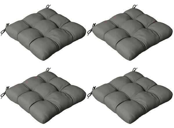 Outsunny Patio Chair Cushion Set: 4-Piece Tied Seat Pads for Indoor & Outdoor Seating, Charcoal Grey Comfort Aosom UK