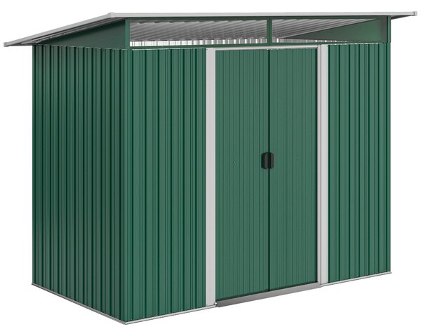 Outsunny Pent Roofed Metal Garden Shed House Hut Gardening Tool Storage w/ Ventilation 260L x 133W x 200Hcm