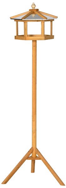 PawHut Portable Wooden Bird Feeder Station with Stand for Outdoor Use, Ideal for Garden, Patio, or Balcony Aosom UK