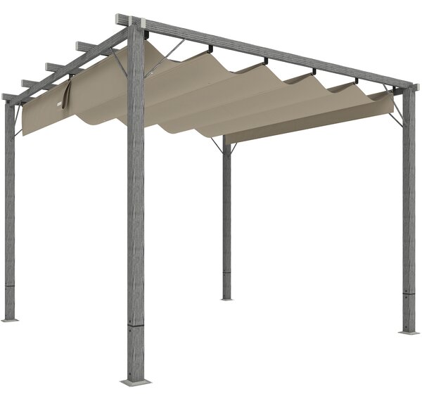Outsunny 3 x 3 m Retractable Roof Pergola - Grey