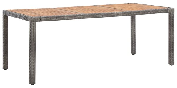 Garden Table Grey 190x90x75 cm Poly Rattan and Solid Acacia Wood