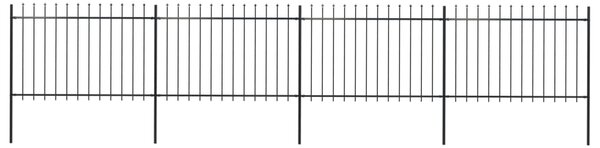 Garden Fence with Spear Top Steel 6.8x1.2 m Black