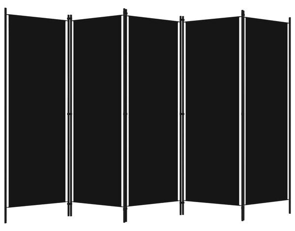 5-Panel Room Divider Black 250x180 cm