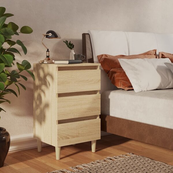 Bed Cabinets & Solid Wood Legs 2 pcs Sonoma Oak 40x35x69 cm