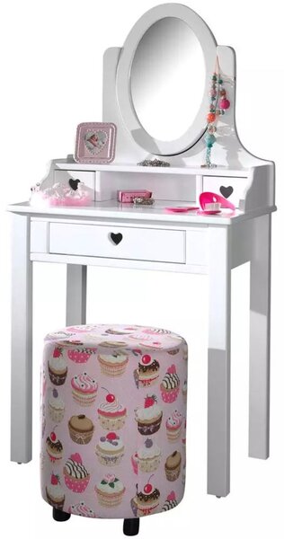 Vipack Kids Dressing Table Amori with Mirror Wood White