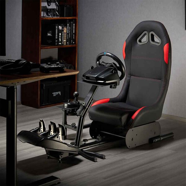 Alpine Faux Leather Cockpit Racing Chair - Red Black
