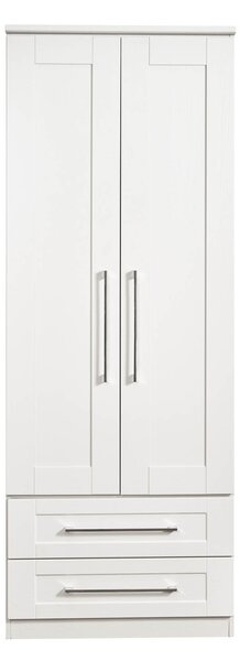 Bellamy White Contemporary 2 Door 2 Drawer Double Wardrobe for Bedroom | Roseland Furniture