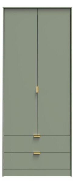 Hudson Contemporary 2 Door 2 Drawer Wardrobe in Grey White Black or Olive | Roseland Furniture