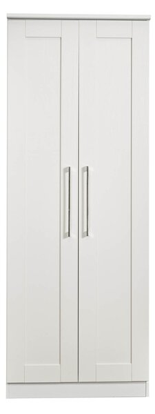 Bellamy White Contemporary 2 Door Panelled Double Wardrobe | Roseland Furniture