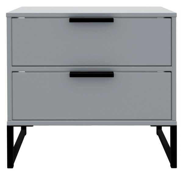 Hudson 2 Drawer Bedside Table in Grey White Black or Olive for Contemporary Bedroom | Roseland Furniture