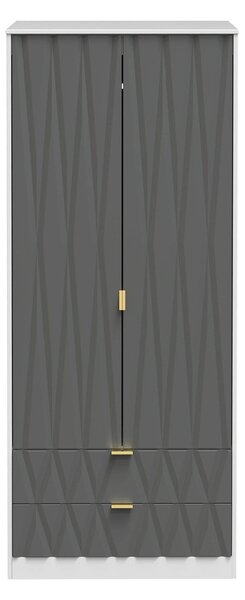 Geo Contemporary Chic Panelled 2 Door 2 Drawer Double Wardrobe | Roseland Furniture