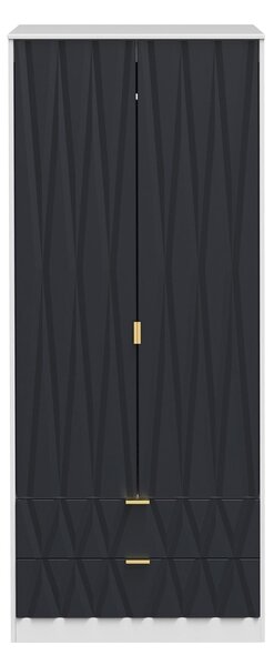Geo Contemporary Chic Panelled 2 Door 2 Drawer Double Wardrobe | Roseland Furniture