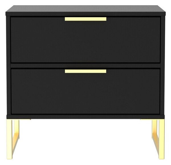 Hudson 2 Drawer Bedside Table in Grey White Black or Olive for Contemporary Bedroom | Roseland Furniture