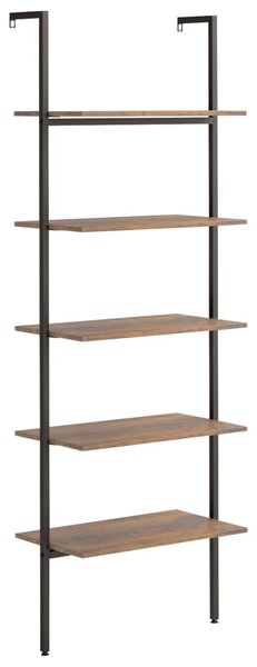 5-Tier Leaning Shelf Dark Brown and Black 64x35x185 cm