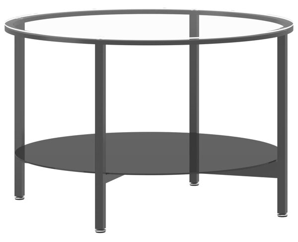 Tea Table Black and Transparent 70 cm Tempered Glass