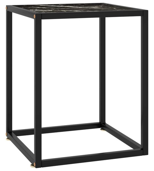 Coffee Table Black with Black Marble Glass 40x40x50 cm