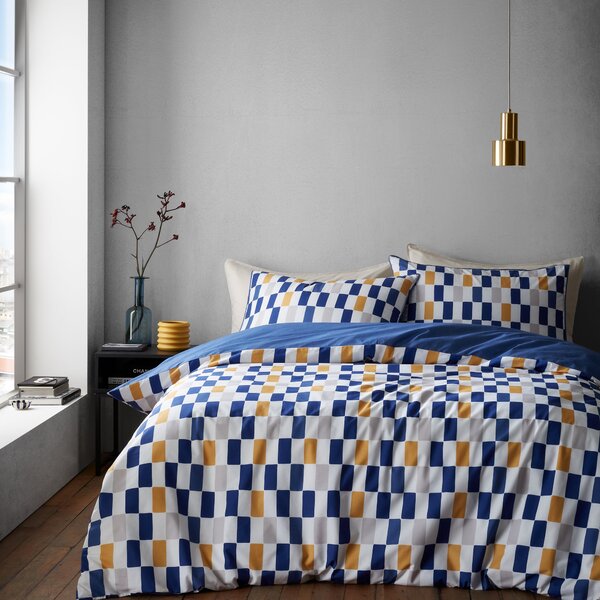 Content By Conran Oblong Checkerboard Bedding Set Blue