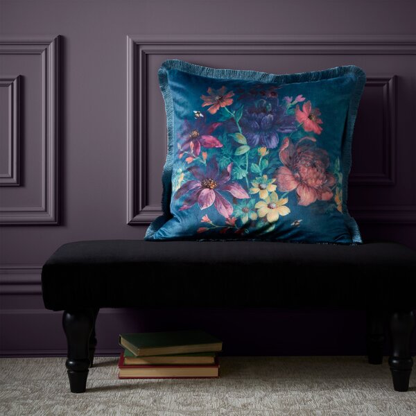 Bridgerton By Catherine Lansfield Romantic Floral Cushion Green