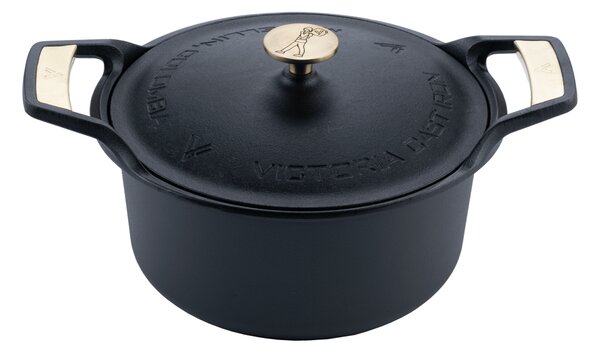 Victoria Signature casserole with lid cast iron 5.5 liters Black