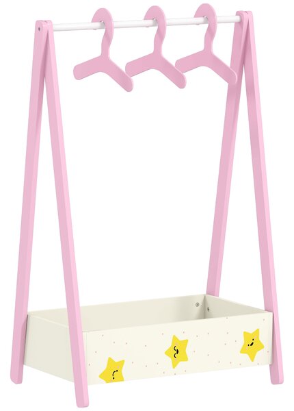 AIYAPLAY Baby Clothing Rack with Hangers, Storage Shelf for Bedroom, Star Theme, for Ages 3-6, Pink