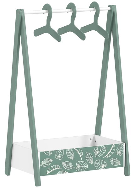 AIYAPLAY Baby Clothing Rack with Hangers, Storage Shelf for Bedroom, Leaf Theme, for Ages 3-6, Green