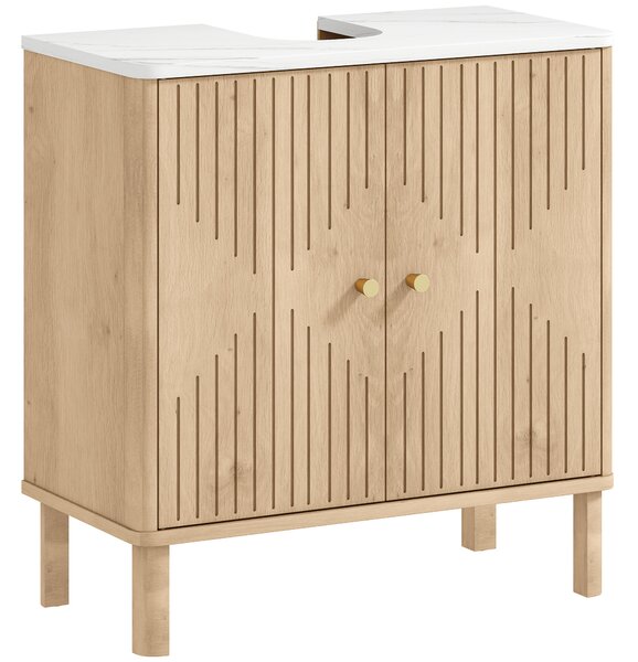HOMCOM Under Sink Bathroom Cabinet for Basin without or with Pedestal - Oak