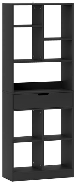 HOMCOM Tall Bookshelf with Drawer, Freestanding Bookcase for Bedroom, Living Room, Home Office, Black